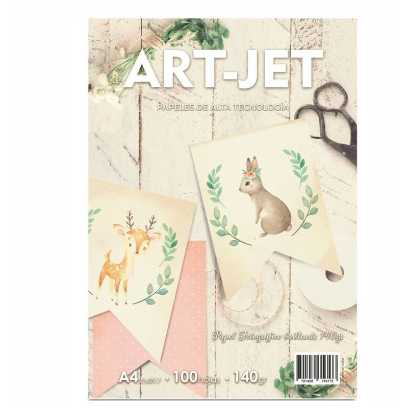 Papel Fotográfico A4 140 gr. Brillante x 100 hojas - Art Jet