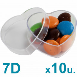 Cajas Corazón Pastillero Chicas 7d Acrilicas Plasticas x 10 u.