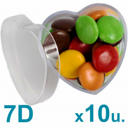 Cajas Corazón Pastillero Chicas 7d Acrilicas Plasticas x 10 u.