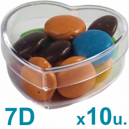 Cajas Corazón Pastillero Chicas 7d Acrilicas Plasticas x 10 u.