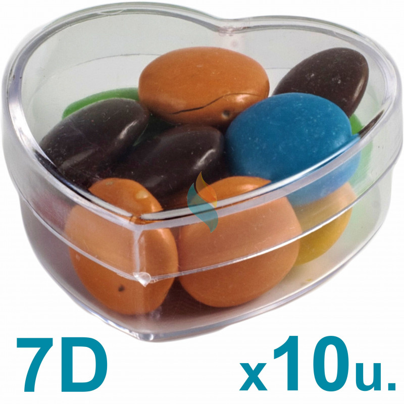 Cajas Corazón Pastillero Chicas 7d Acrilicas Plasticas x 10 u.