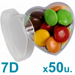 Cajas Corazón Pastillero Chicas 7d Acrilicas Plasticas  x 50 u.