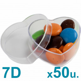 Cajas Corazón Pastillero Chicas 7d Acrilicas Plasticas  x 50 u.