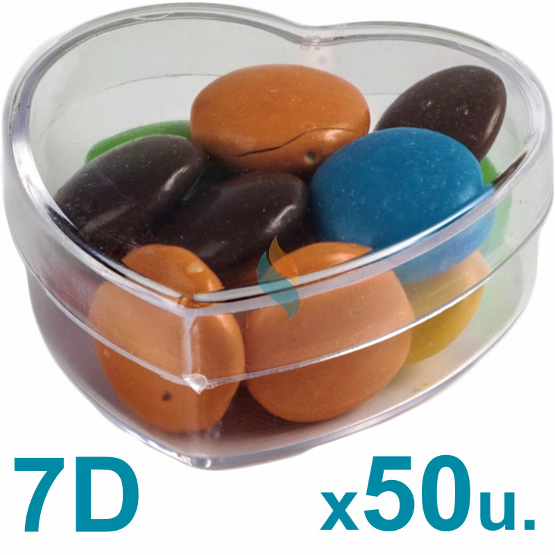 Cajas Corazón Pastillero Chicas 7d Acrilicas Plasticas  x 50 u.