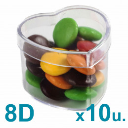 Cajas Corazón Pastillero Chicas Altas 8d Acrílicas Plásticas x 10 u.