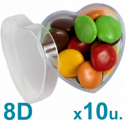 Cajas Corazón Pastillero Chicas Altas 8d Acrílicas Plásticas x 10 u.