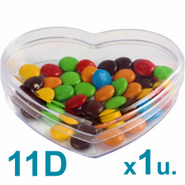 Caja Corazón Mediana 11d Pastillero / Bombones  x 1u. Acrílicas Plásticas