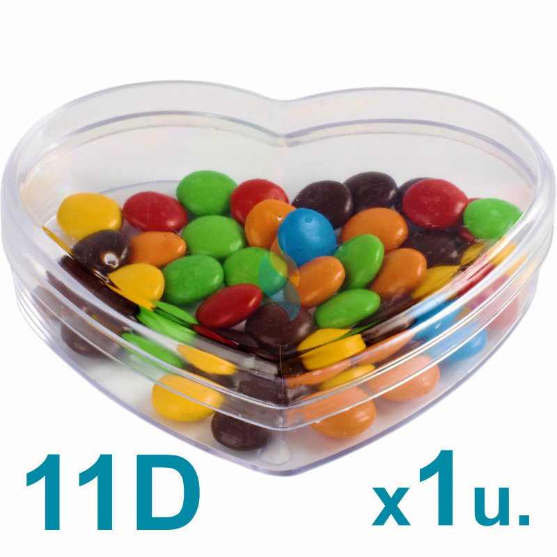 Caja Corazón Mediana 11d Pastillero / Bombones  x 1u. Acrílicas Plásticas