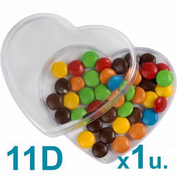 Caja Corazón Mediana 11d Pastillero / Bombones  x 1u. Acrílicas Plásticas