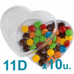 Cajas Corazón Medianas 11d Pastillero / Bombones  x 10u. Acrílicas Plásticas