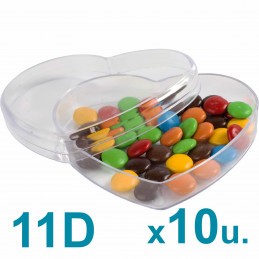 Cajas Corazón Medianas 11d Pastillero / Bombones  x 10u. Acrílicas Plásticas