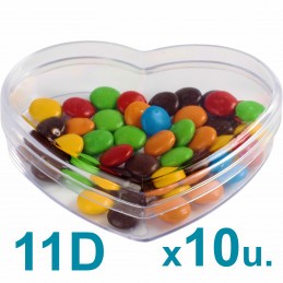 Cajas Corazón Medianas 11d Pastillero / Bombones  x 10u. Acrílicas Plásticas