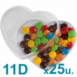 Cajas Corazón Medianas 11d Pastillero / Bombones  x 25u. Acrílicas Plásticas