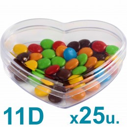 Cajas Corazón Medianas 11d Pastillero / Bombones  x 25u. Acrílicas Plásticas