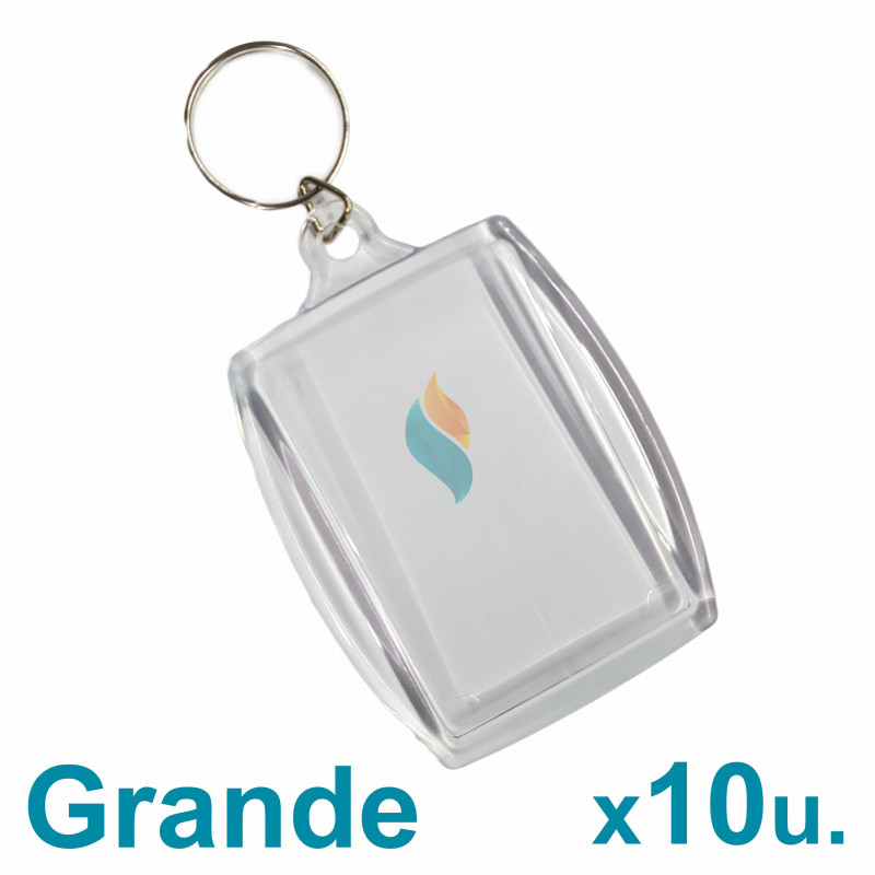 Llaveros Acrílicos 6x4cm. Grandes Transparentes x10 u. para foto / publicidad