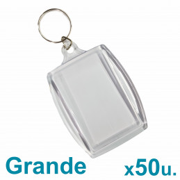 Llaveros Acrílicos 6x4cm. Grandes Transparentes x50 u. para foto / publicidad