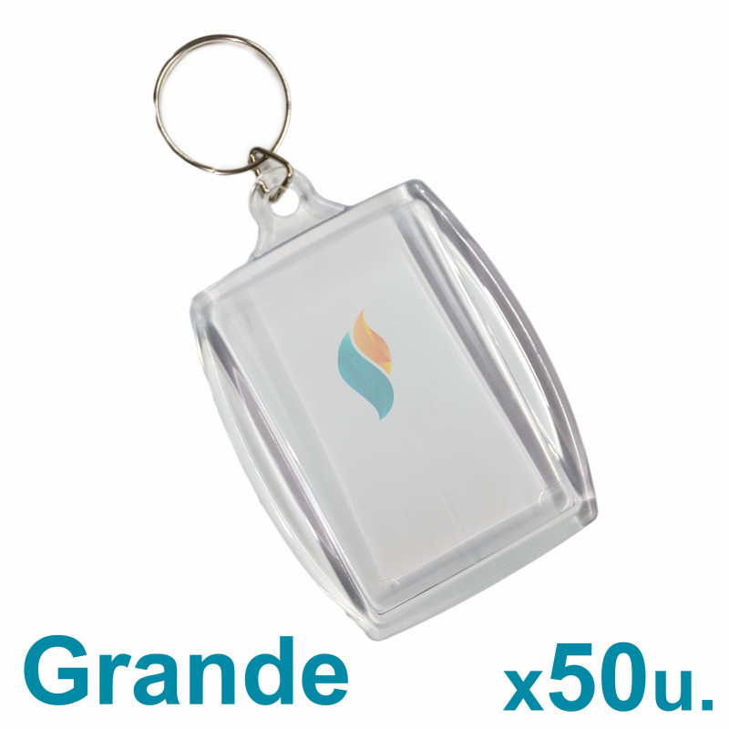 Llaveros Acrílicos 6x4cm. Grandes Transparentes x50 u. para foto / publicidad