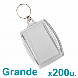 Llaveros Acrílicos 6x4cm. Grandes Transparentes BULTO x200 u. para foto / publicidad