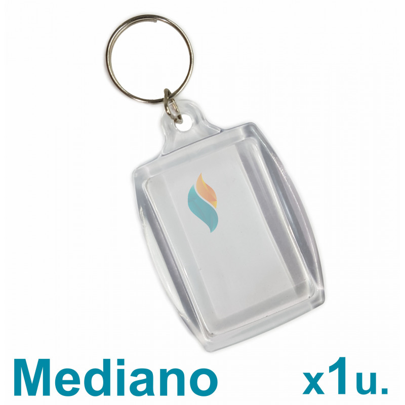 Llavero Acrílico 3x4.5cm. Mediano Transparente x1 u. Para Foto / Publicidad