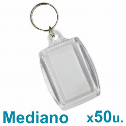 Llaveros Acrílicos 3x4.5cm. Medianos Transparente x50 u. Para Foto / Publicidad