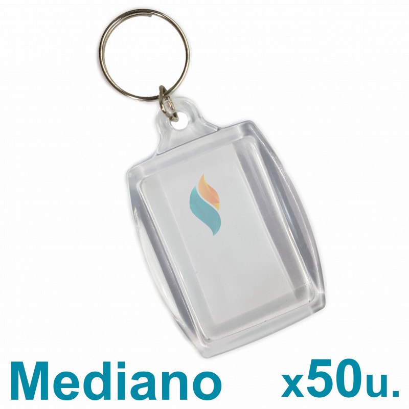 Llaveros Acrílicos 3x4.5cm. Medianos Transparente x50 u. Para Foto / Publicidad