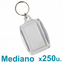 Llaveros Acrílicos 3x4.5cm. Medianos Transparente BULTO x250 u. Para Foto / Publicidad