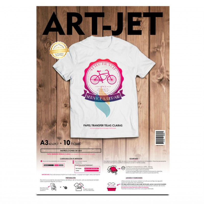 Papel Transfer Prendas Claras A3 x10 hojas - Art Jet