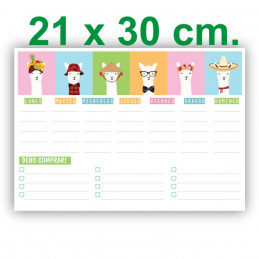 Pizarra Planner Organizador Imantado Modelo "Llama" Tamaño A4