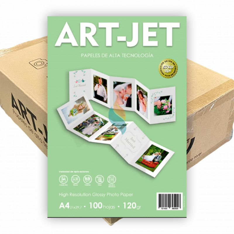 Papel Fotográfico A4 120 gr. Brillante x 2000 hojas - Art Jet
