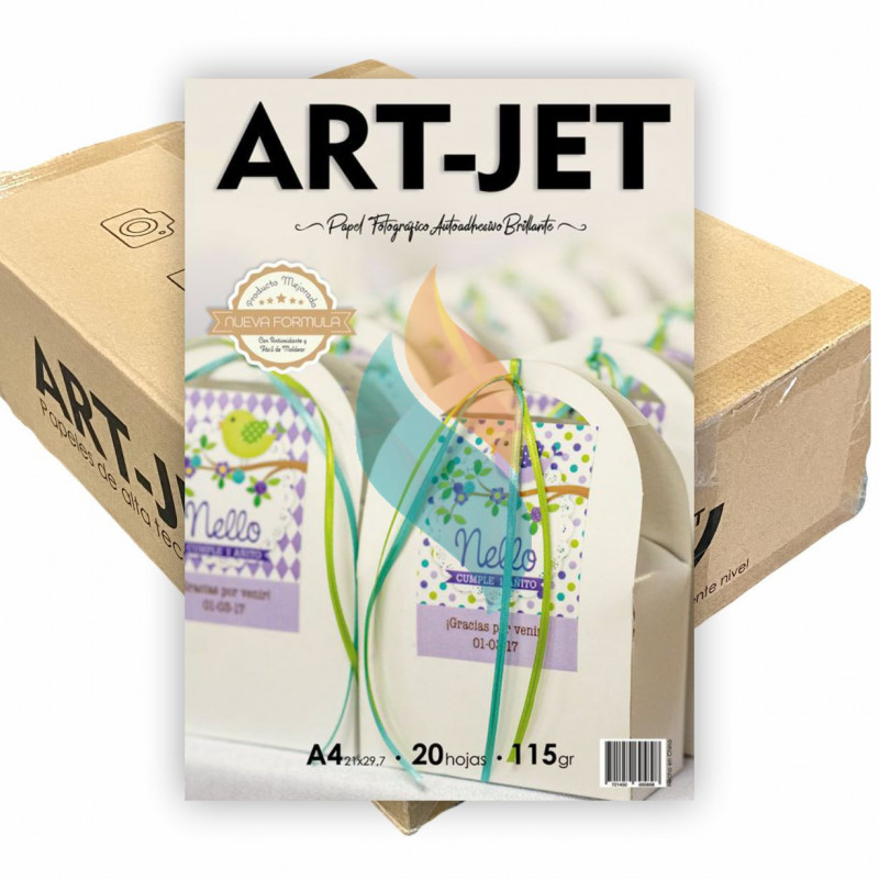 Papel Fotográfico Autoadhesivo A4 115 gr. Brillante x 1000 hojas - Art Jet PRECIO MAYORISTA
