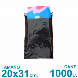 Bolsas Ecommerce 20x31cm. Con Adhesivo Inviolable x1000 u. Negras. Precio Mayorista