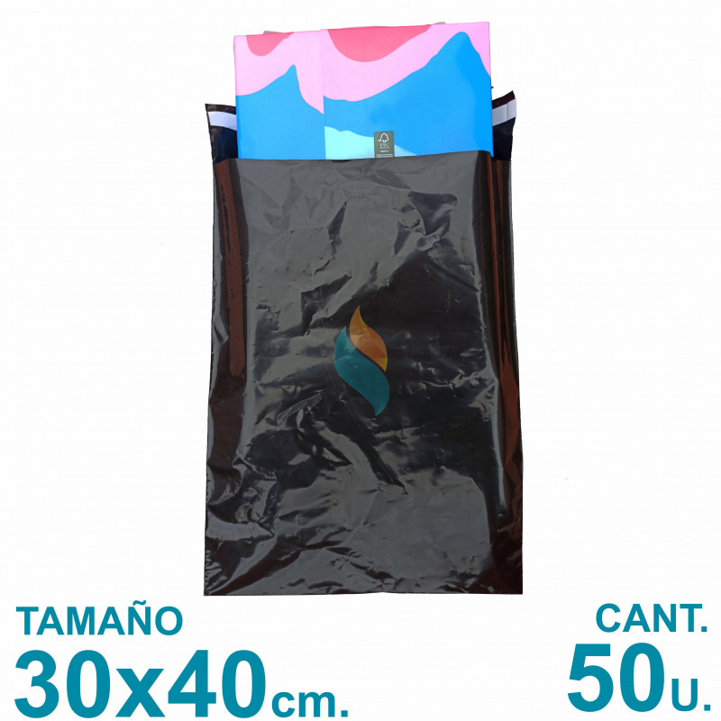 Bolsas Ecommerce 30x40 cm. Con Adhesivo Inviolable x50 u. Negras