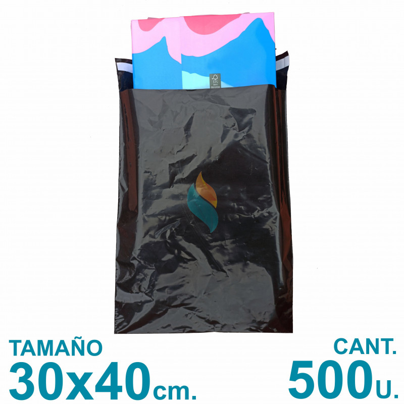 Bolsas Ecommerce 30x40cm. Con Adhesivo Inviolable x500 u. Negras. Precio Mayorista