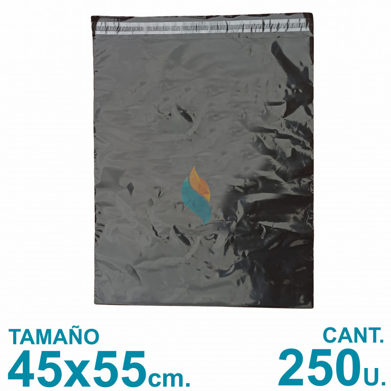 Bolsas Ecommerce 45x55cm. Con Adhesivo Inviolable x250 u. Negras. Precio Mayorista