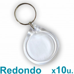 Llavero Redondo x10u. 3.3 cm. Acrílicos Transparentes P/ Foto Publicidad