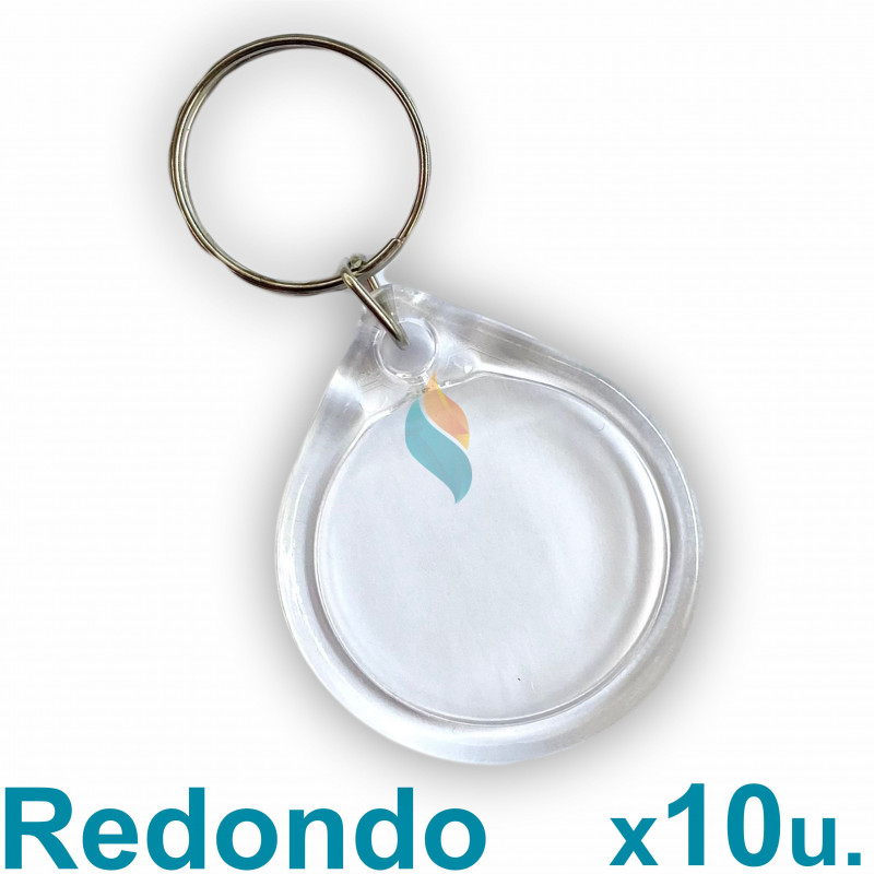 Llavero Redondo x10u. 3.3 cm. Acrílicos Transparentes P/ Foto Publicidad