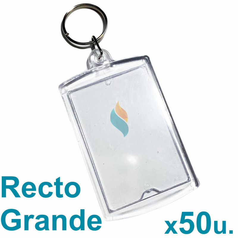 Llavero Recto x50 u. 6x4 cm. Acrílicos Transparentes P/ Foto Publicidad