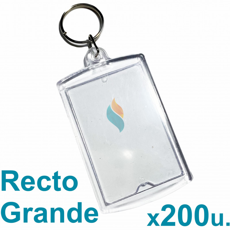 Llavero Recto x200 u. 6x4 cm. Acrílicos Transparentes P/ Foto Publicidad PRECIO MAYORISTA
