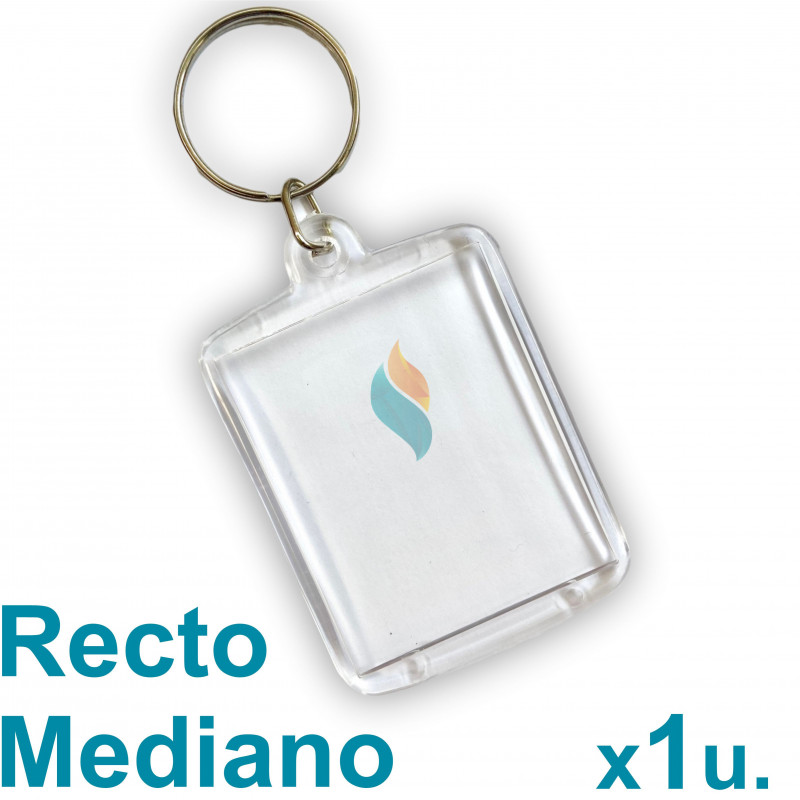 Llavero Recto x1 u. 3,5x4,5 cm. Acrílico Transparente P/ Foto Publicidad