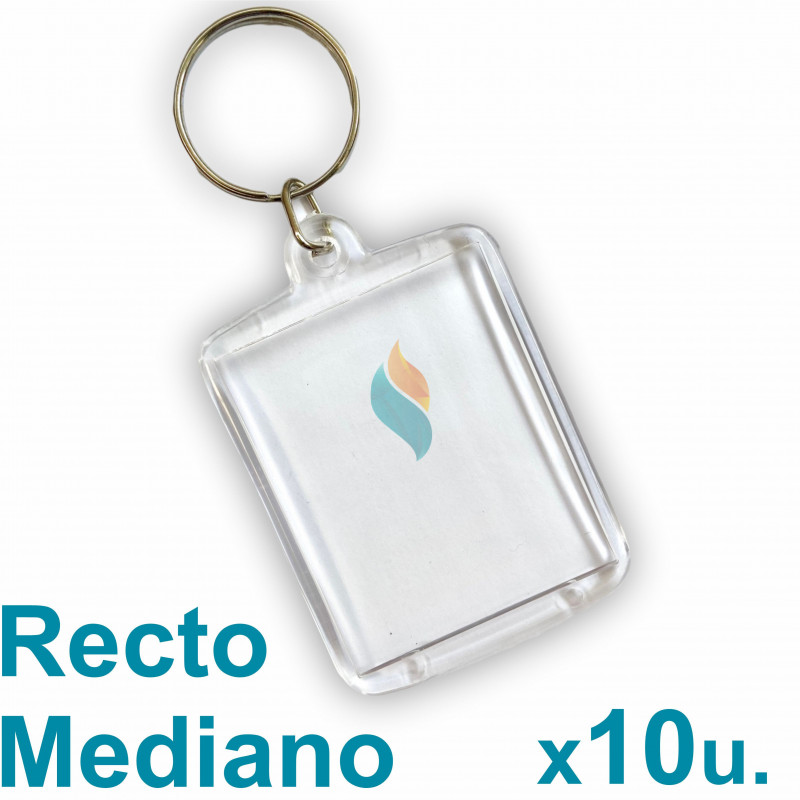 Llavero Recto x10 u. 3,5x4,5 cm. Acrílico Transparente P/ Foto Publicidad