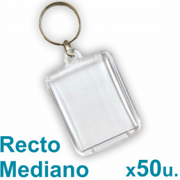 Llavero Recto x50 u. 3,5x4,5 cm. Acrílico Transparente P/ Foto Publicidad