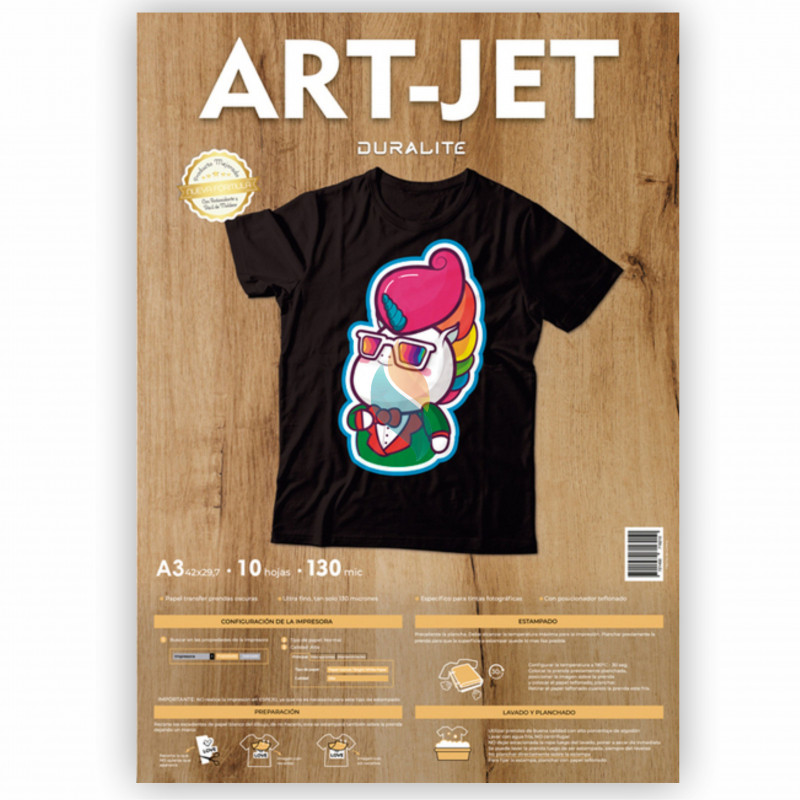 Papel Transfer Prendas Oscuras A3 x 10 hojas - Art Jet