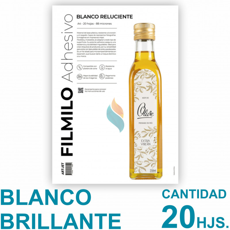 Filmilo Blanco Reluciente Autoadhesivo A4 Fotográfico x 20 hojas - Art Jet