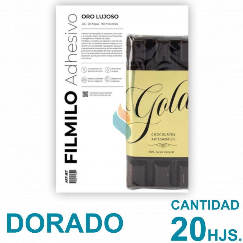 Filmilo Oro Lujoso Autoadhesivo A4 Fotográfico x 20 hojas - Art Jet