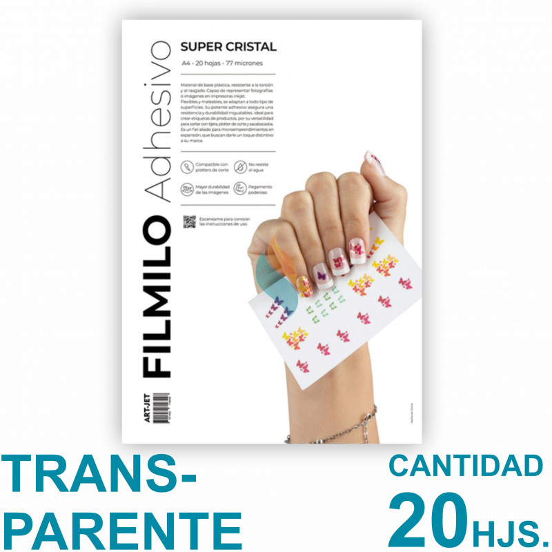 Filmilo Super Cristal Autoadhesivo A4 Fotográfico x 20 hojas - Art Jet