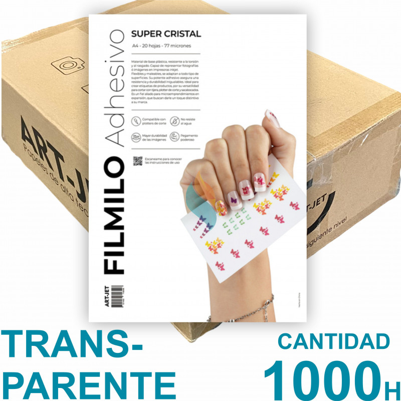 Filmilo Super Cristal Autoadhesivo A4 Fotográfico x 1000 hojas - Art Jet PRECIO MAYORISTA
