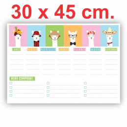 Pizarra Planner Organizador Imantado Modelo "Llama" 30 x 45 cm.
