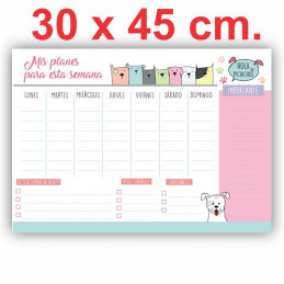 Pizarra Planner Organizador Imantado Modelo "Perros" 30 x 45 cm.