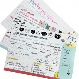Pizarra Planner Organizador Imantado Modelo "Gatos" 30 x 45 cm.