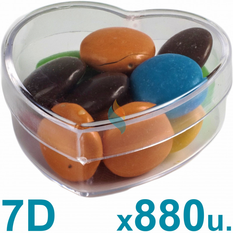 Caja Corazón Pastillero Chicas 7d Acrilicas Plasticas x 880 u. PRECIO MAYORISTA